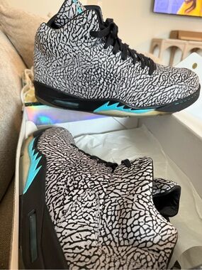 Jordan Men's High-Top Sneakers in Elephant Print with Teal Accents
